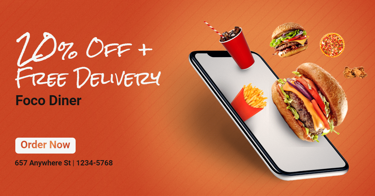 Handwritting Text Creative Fast Food Discount Ecommerce Banner预览效果