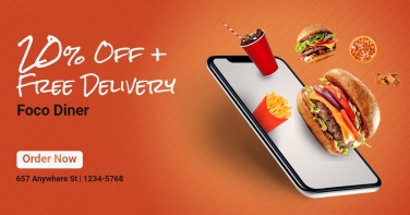 Handwritting Text Creative Fast Food Discount Ecommerce Banner