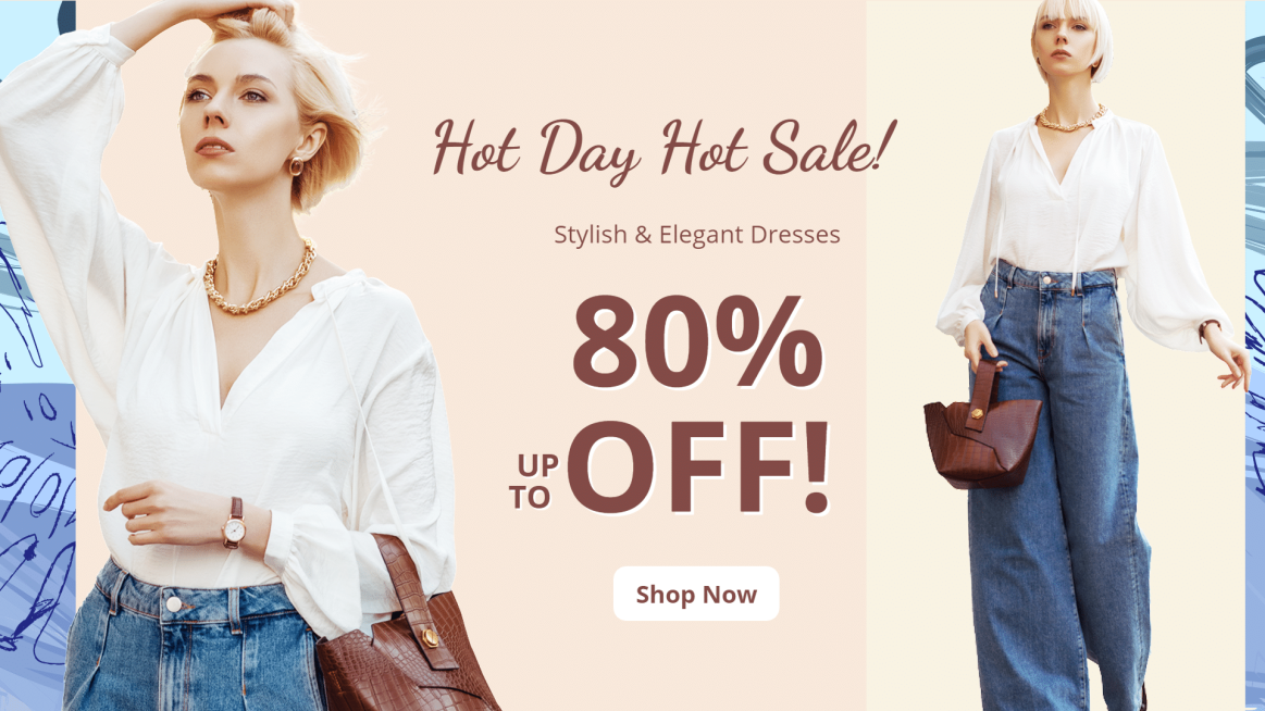 Handwritting Text Element Simple Fashion Women's Wear Promotion Ecommerce Banner预览效果
