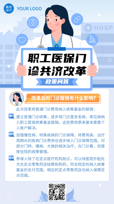 政务民生医保医疗保障政策措施解读消息动态通知公告融媒体手机海报预览效果