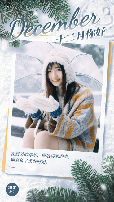 通用12月你好晒图晒照清新手机海报预览效果