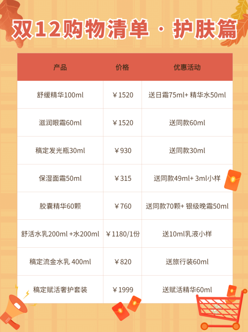 双十二购物促销清单小红书封面配图预览效果