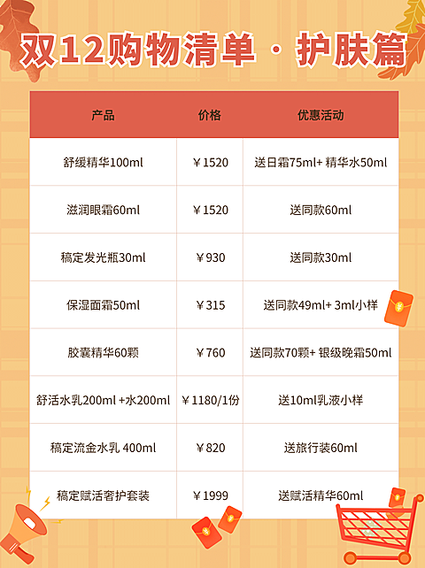 双十二购物促销清单小红书封面配图