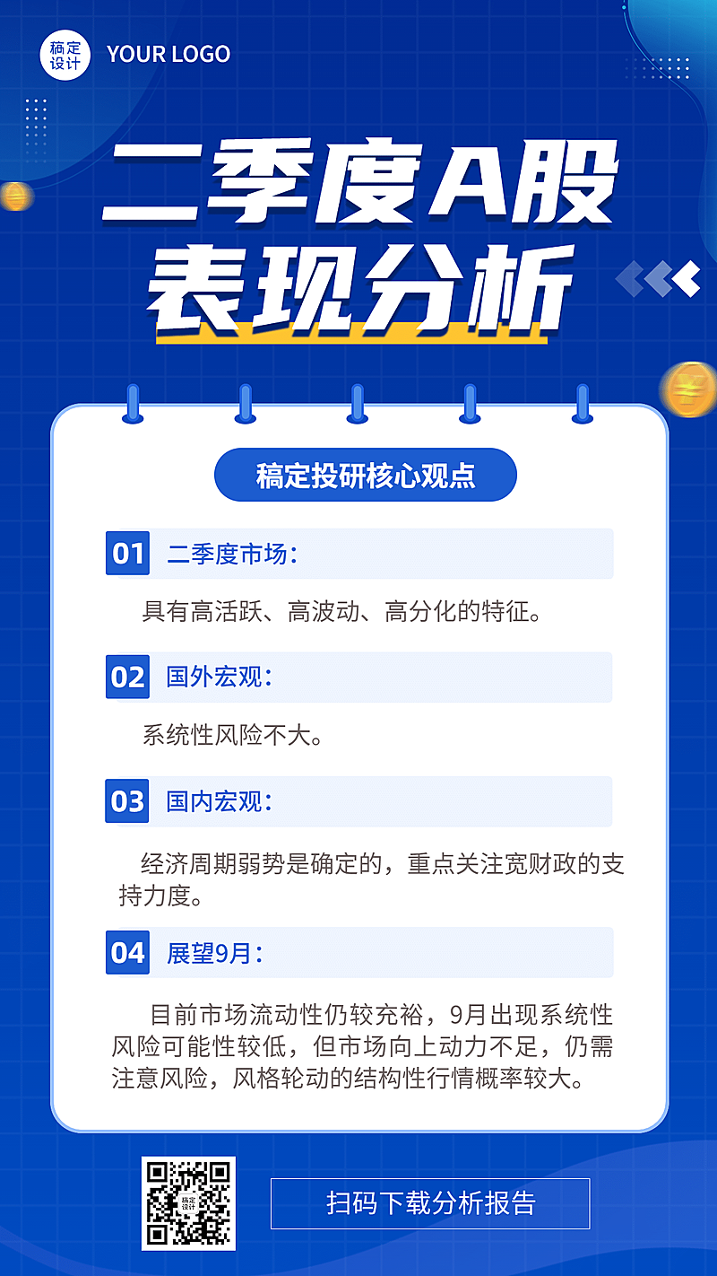 金融保险行情分析商务海报