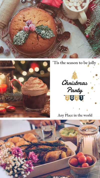 Christmas Party Family Photos Display Template Simple Fashion Dark Style Poster Instagram Story