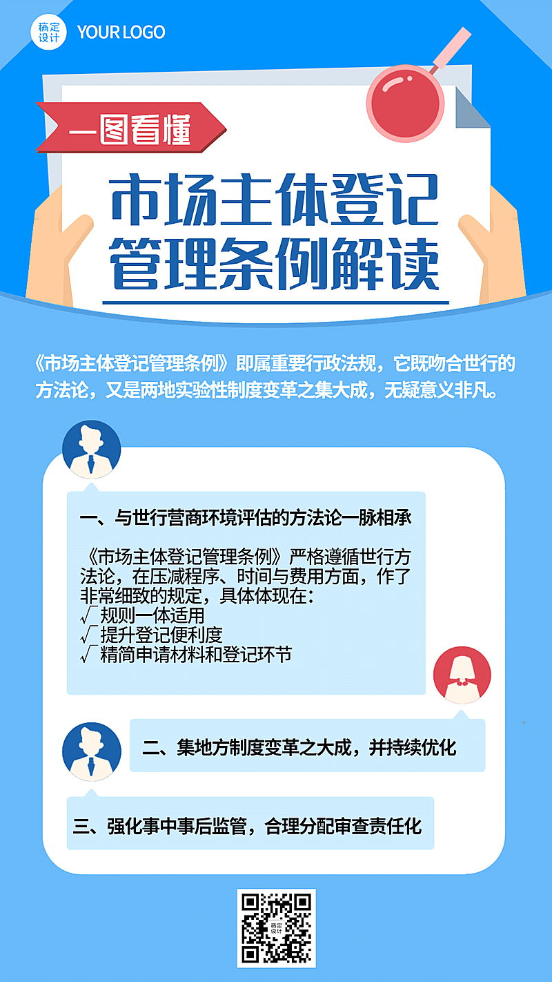 融媒体政策管理解读插画手机海报