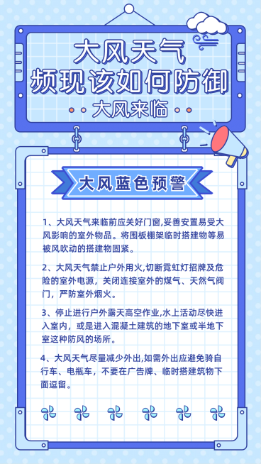 大风天气知识科普手机海报预览效果