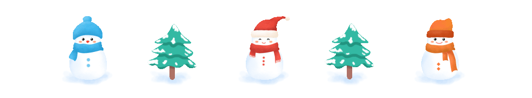 冬至节气可爱雪人树木GIF动态分割线预览效果