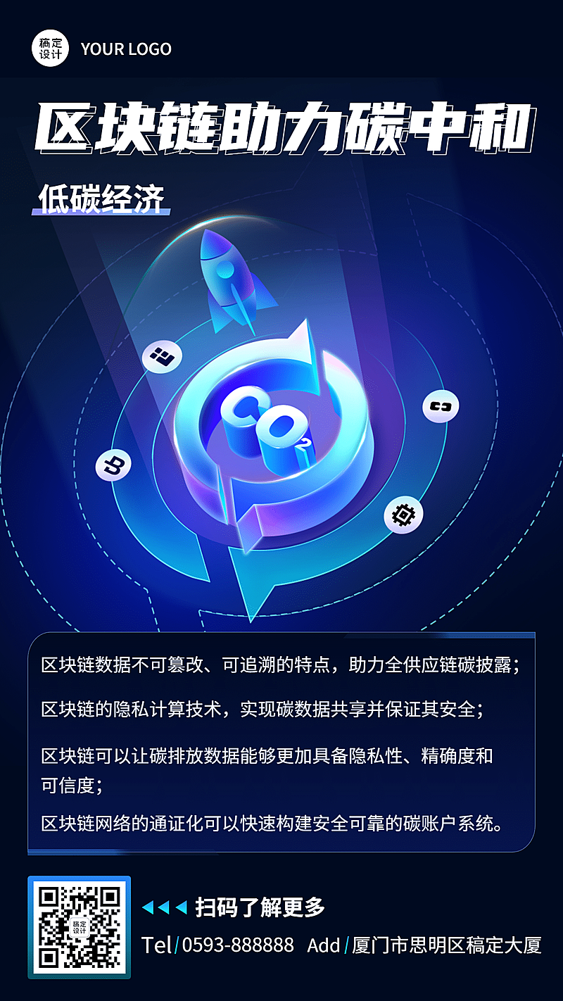 金融保险科普科技2.5D商务海报