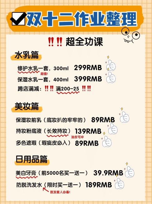 双十二购物攻略小红书配图预览效果