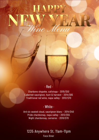 New Year Celebrate Baverages Menu