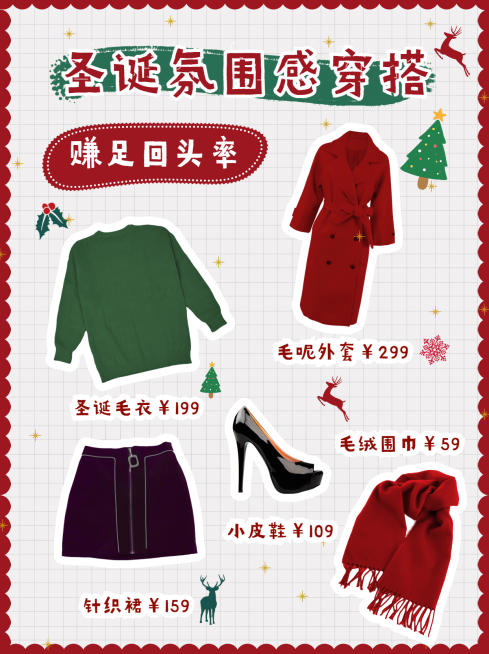 圣诞节穿搭攻略小红书配图预览效果