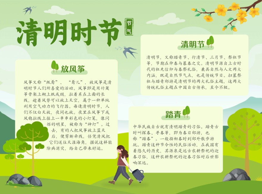 清明-节气手抄报预览效果