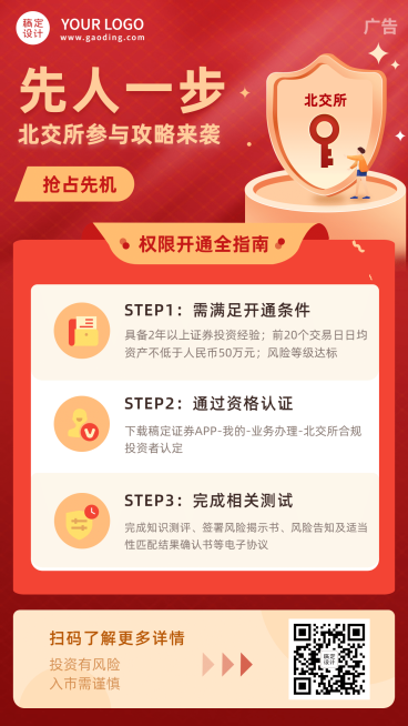 金融保险攻略指南红黄色扁平海报预览效果