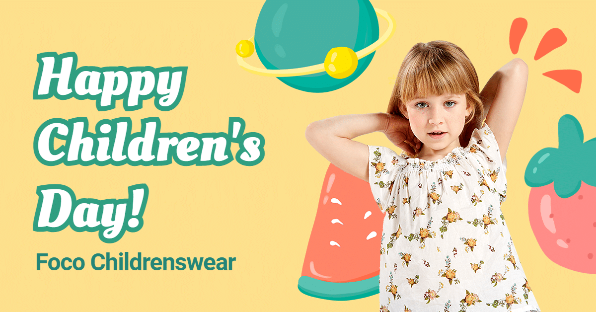 Children's Day Fashion Clothing Promo Ecommerce Banner预览效果