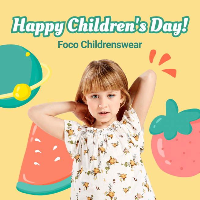 Cute Cartoon Children's Day Festival Clothing Promotion Ecommerce Product Image预览效果