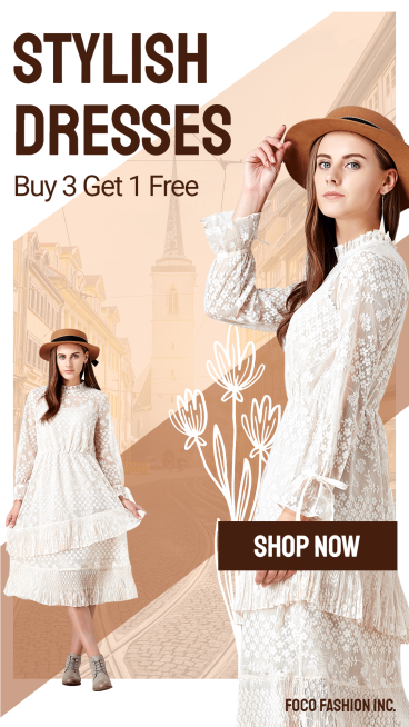 Brown Color Block Fashion Women's Wear Promotion Ecommerce Story预览效果