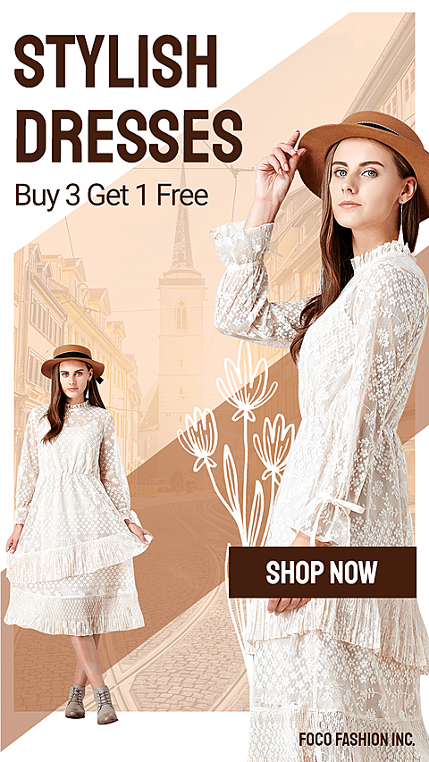 Brown Color Block Fashion Women's Wear Promotion Ecommerce Story