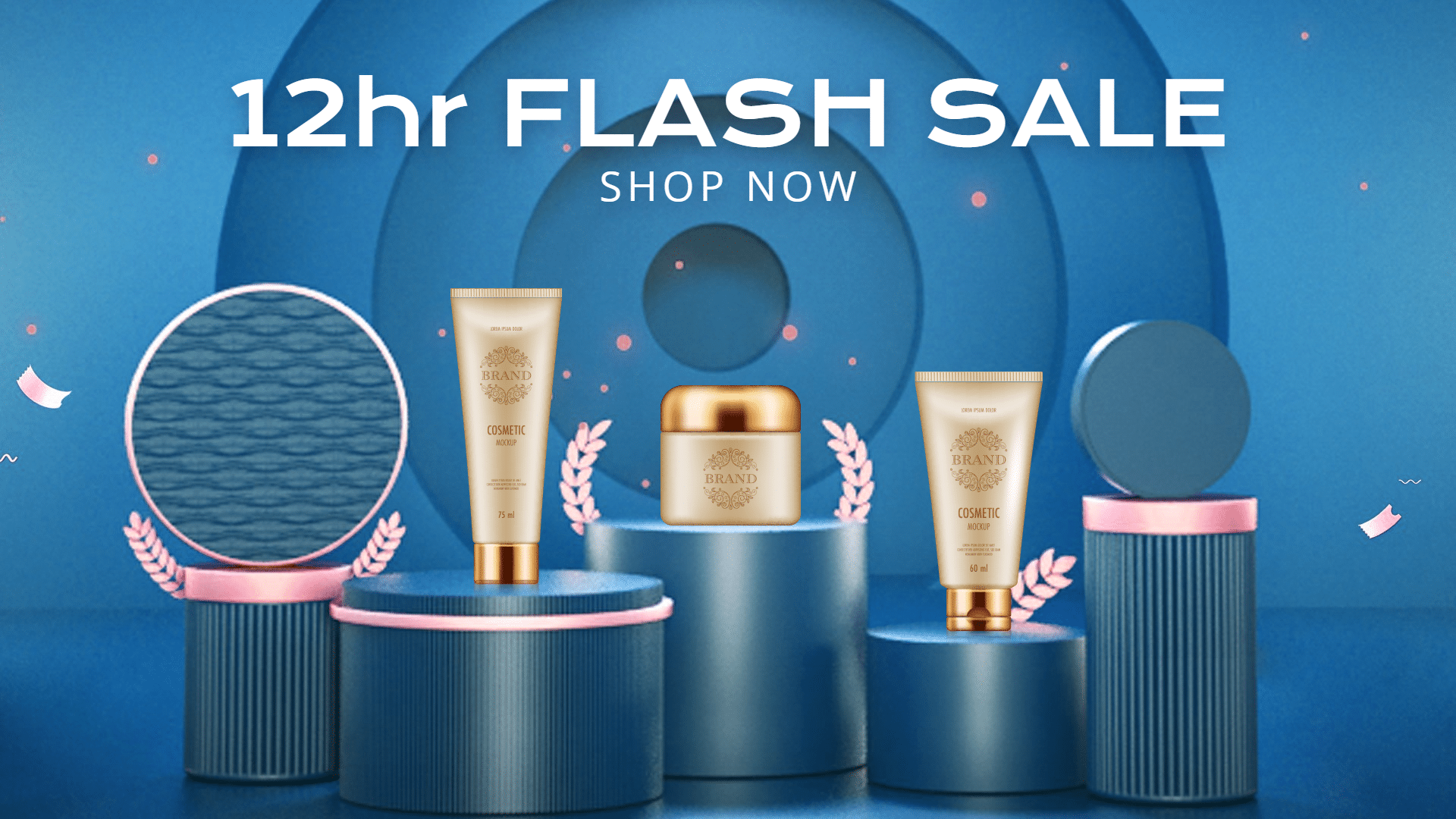 Luxury Cosmetics Flash Sale Ecommerce Banner预览效果