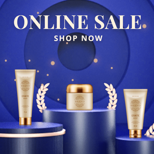 Blue Showcase Luxury Cosmetics Set Online Sale Ecommerce Story预览效果