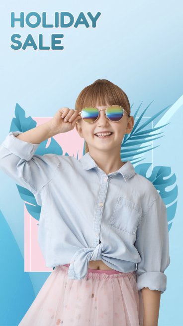 Blue Color System Background Creative Children Shop Holiday Sale Ecommerce Story预览效果