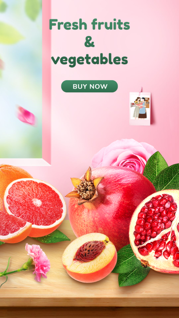 Green Ellipse Element Fresh Fruits And Vegetables Promotion Ecommerce Story预览效果