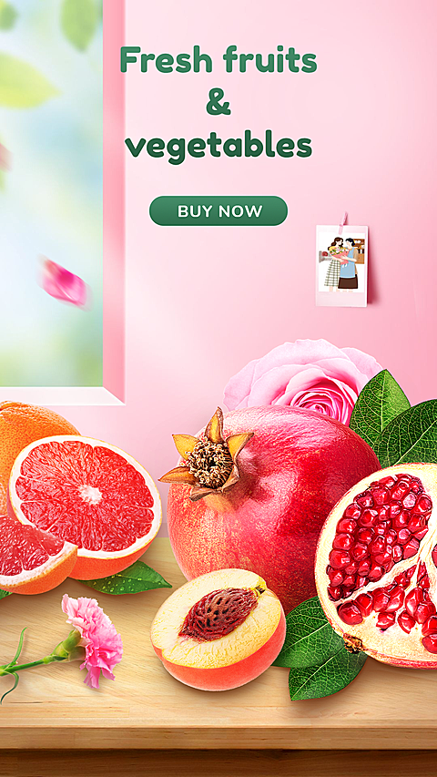 Green Ellipse Element Fresh Fruits And Vegetables Promotion Ecommerce Story