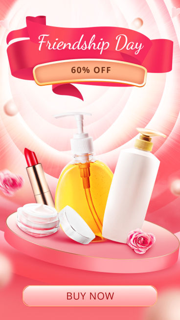 Silk Ribbon Element Fashion Cosmetics Friendship Day Discount Ecommerce Story预览效果