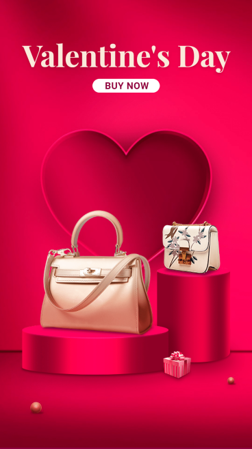 Pure Red Background Luxury Valentine's Day Women's Bags Promotion Ecommerce Story预览效果
