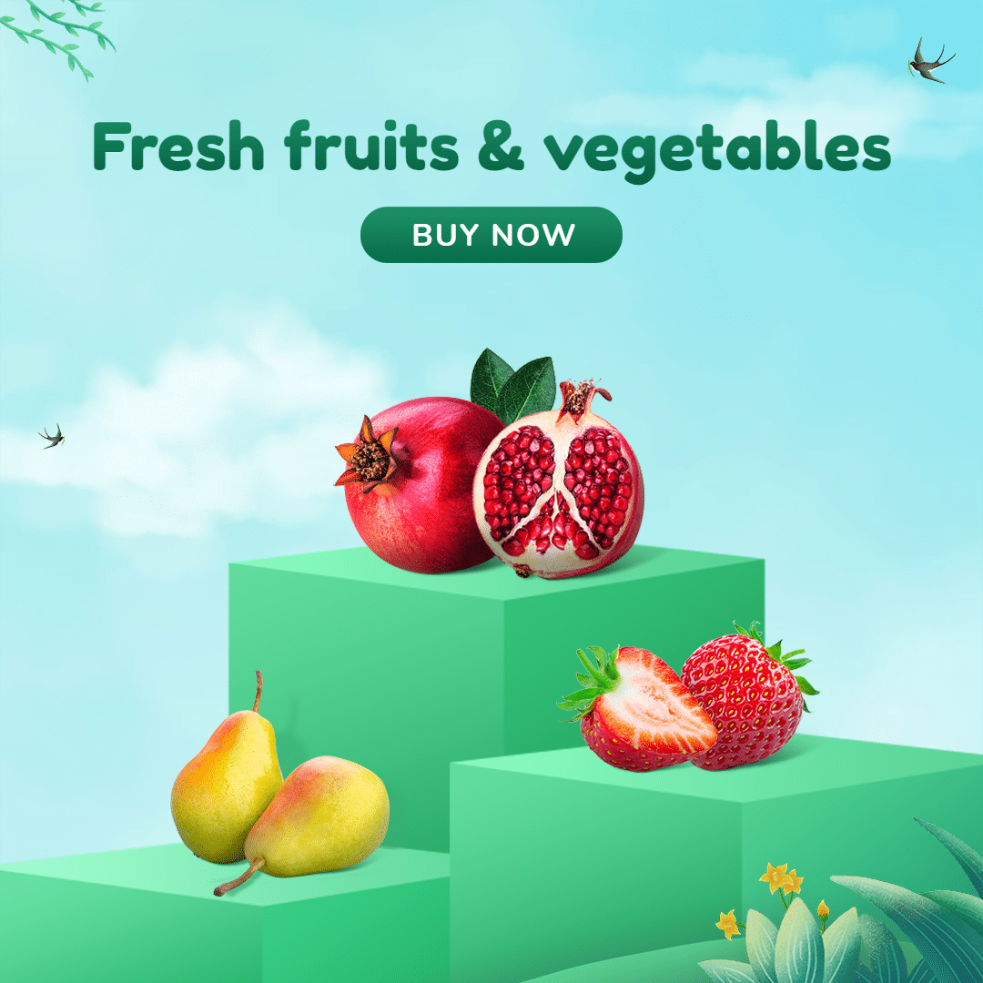 Green Showcase Fresh Fruits And Vegetables Promotion Ecommerce Story