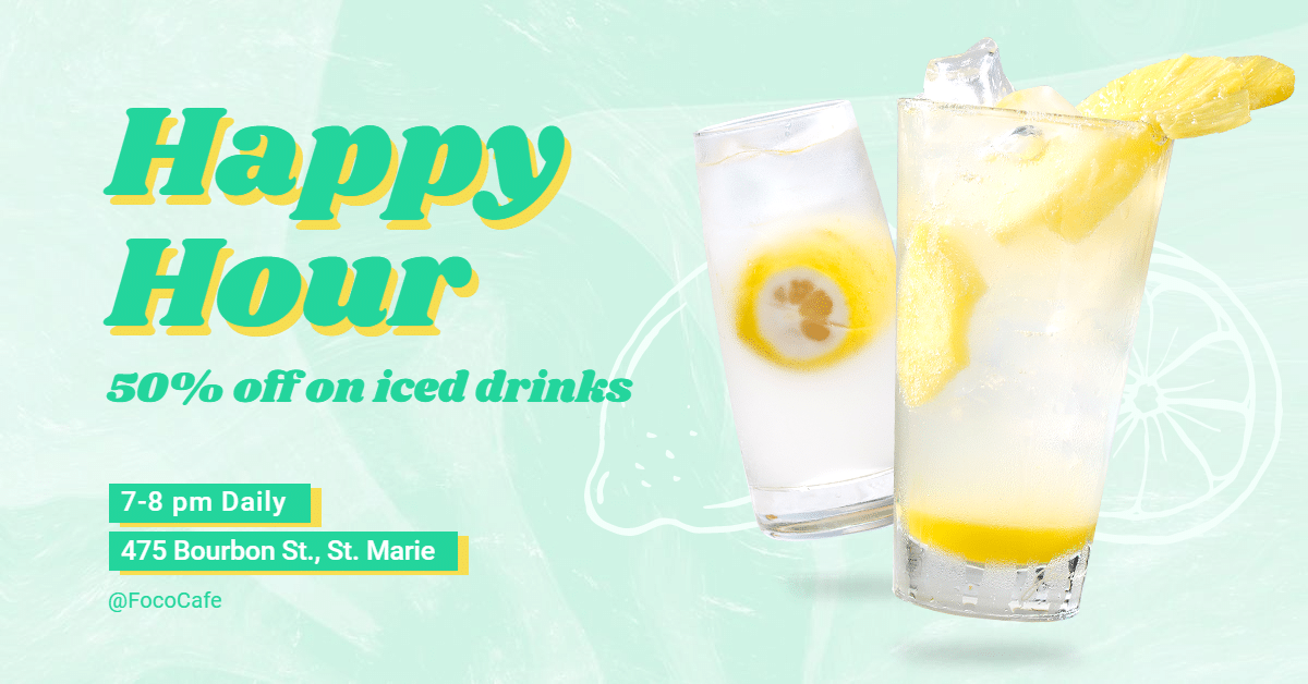 Green Rectangle Element Fresh Iced Drinks Discount Ecommerce Banner预览效果