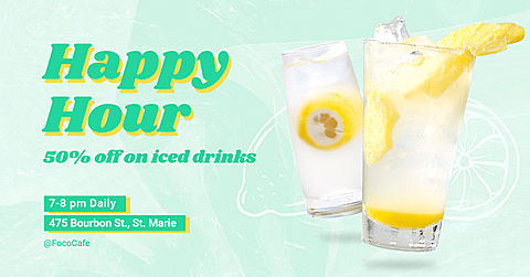 Green Rectangle Element Fresh Iced Drinks Discount Ecommerce Banner
