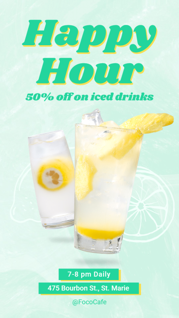 Green Color Text Fresh Iced Drinks Discount Ecommerce Story预览效果