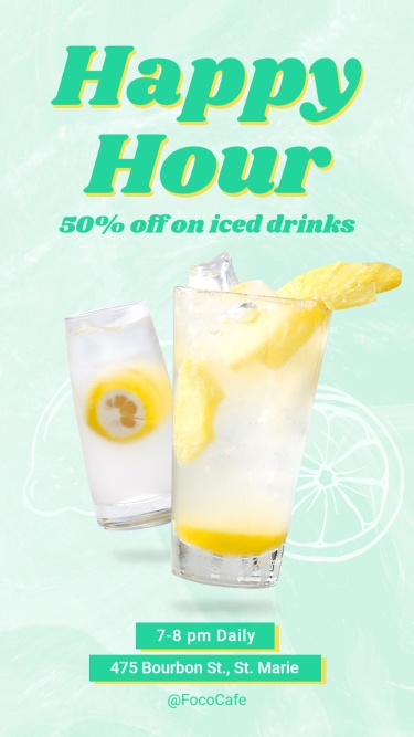 Green Color Text Fresh Iced Drinks Discount Ecommerce Story