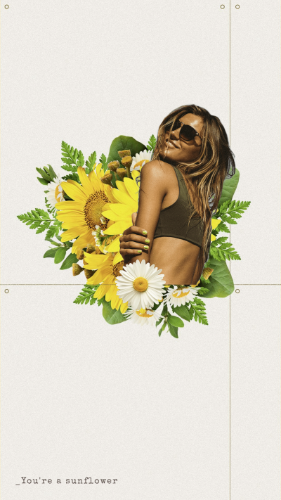 Simple Female Model Sunflower Text Instagram Story