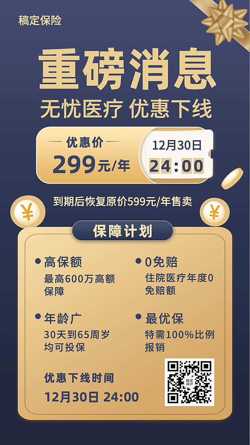 金融保险产品营销蓝金商务海报