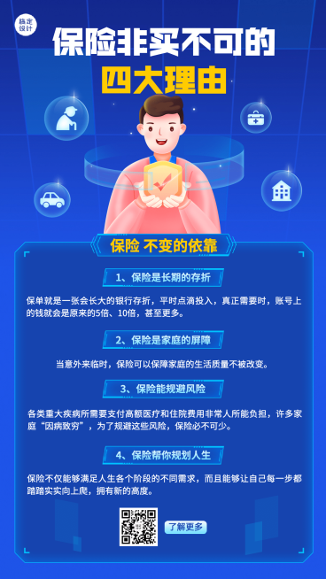 金融保险推广宣传蓝色渐变海报预览效果