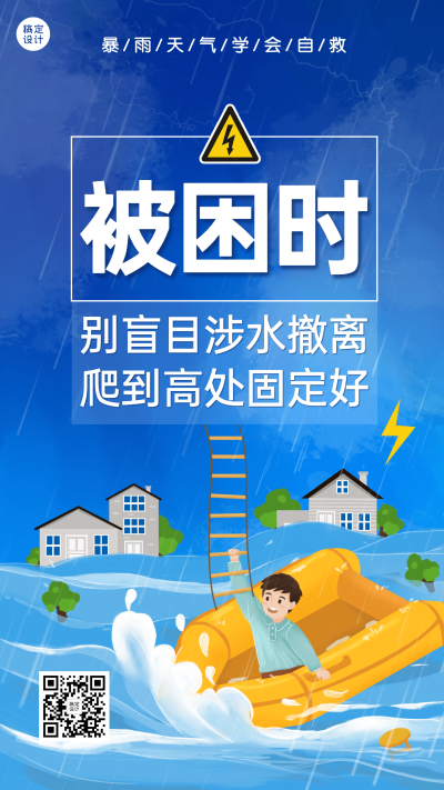 融媒体应急管理警示自救攻略指南排版手机海报