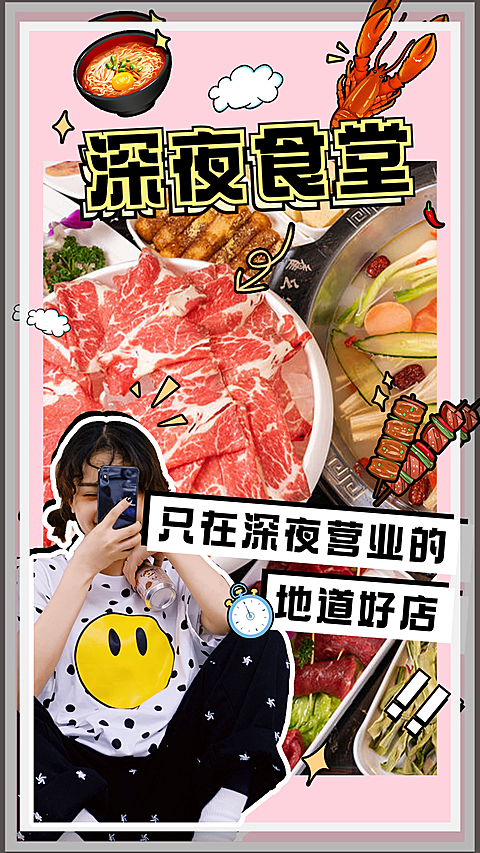 旅游美食探店竖版视频封面套装