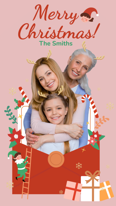 Creative Cartoon Style Letter Element Christmas Family Instagram Story