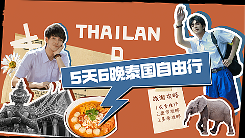 复古拼贴风旅游攻略横版视频封面