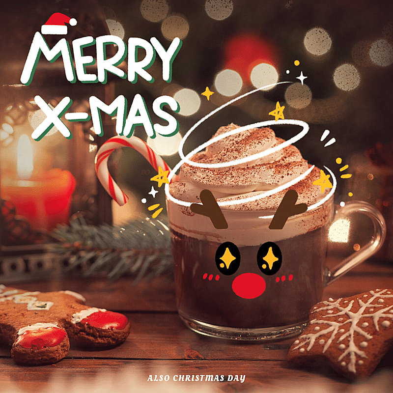 美食圣诞节饮品节日祝福plog模板2