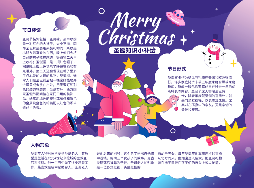 圣诞节知识科普卡通手绘手抄报预览效果