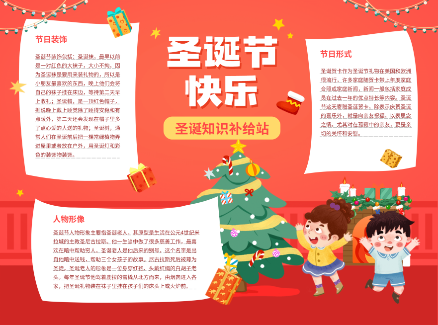 圣诞节知识科普卡通手绘手抄报预览效果