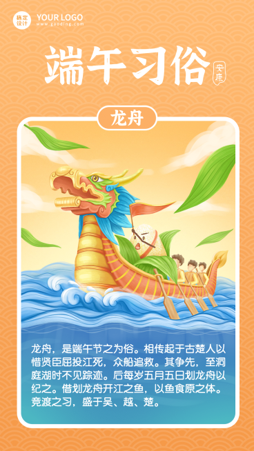 端午节习俗文化知识手机海报预览效果