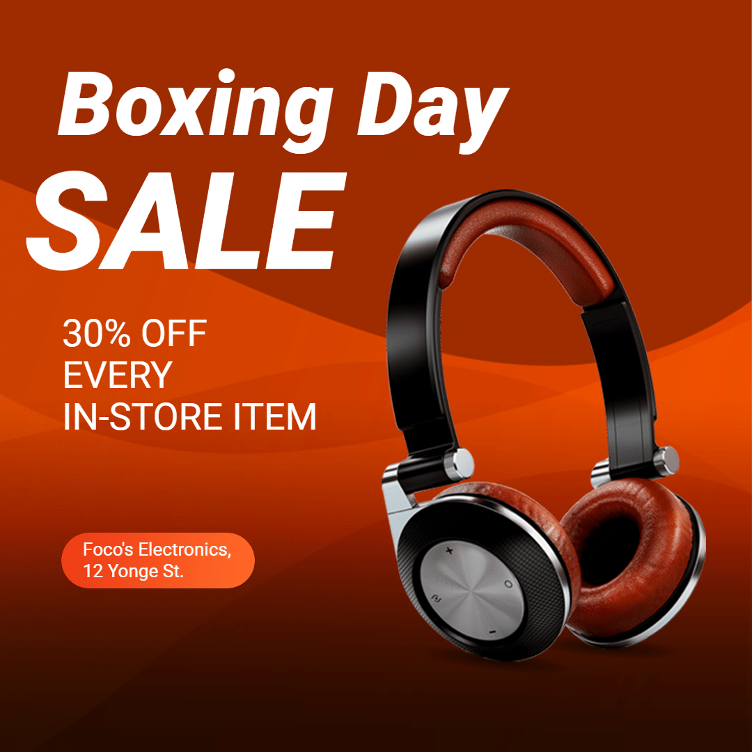 Red Color Background Fashion Headphone Boxing Day Sale Ecommerce Product Image