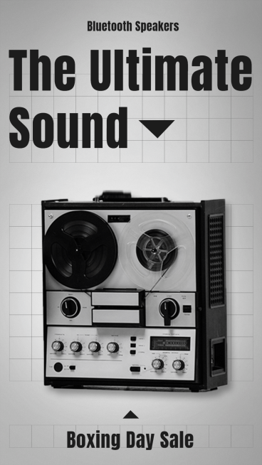 Retro Bluetooth Sound Boxing Day Promotion Template Simple Style Poster Ecommerce Banner预览效果