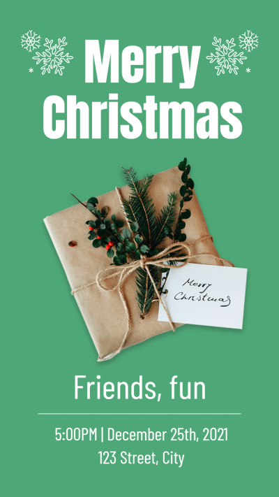Merry Christmas Theme Party Invitation Simple Fashion Style Poster Instagram Story
