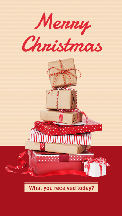 Merry Christmas Theme Gifts Photos Simple Fashion Style Poster Instagram Story