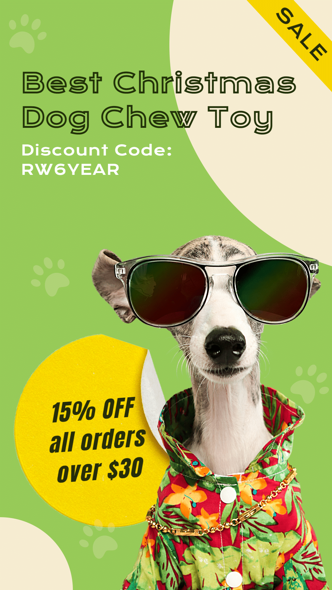Pure Green Background Christmas Dog Chew Toy Promotion Ecommerce Story预览效果